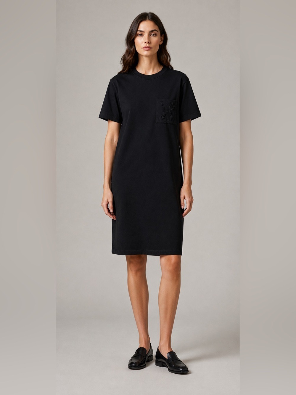 Hermès Black Cotton Pocket T-Shirt Dress Size 36
